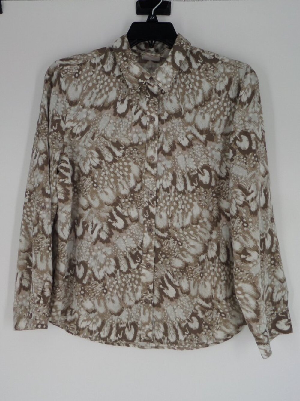 Chico's  Woman's  Long Sleeve Multi Color Print Blouse Size 2 US L